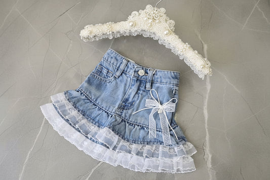 Gonna jeans in mini pizzo